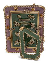 A Jay Strongwater Enamel and Jeweled Frame