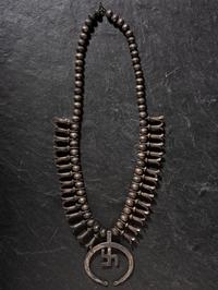 Navajo Silver and Turquoise Whirling Log Squash Blossom Necklace
