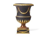 A Wedgwood Neoclassical Parcel-Gilt Basalt Urn