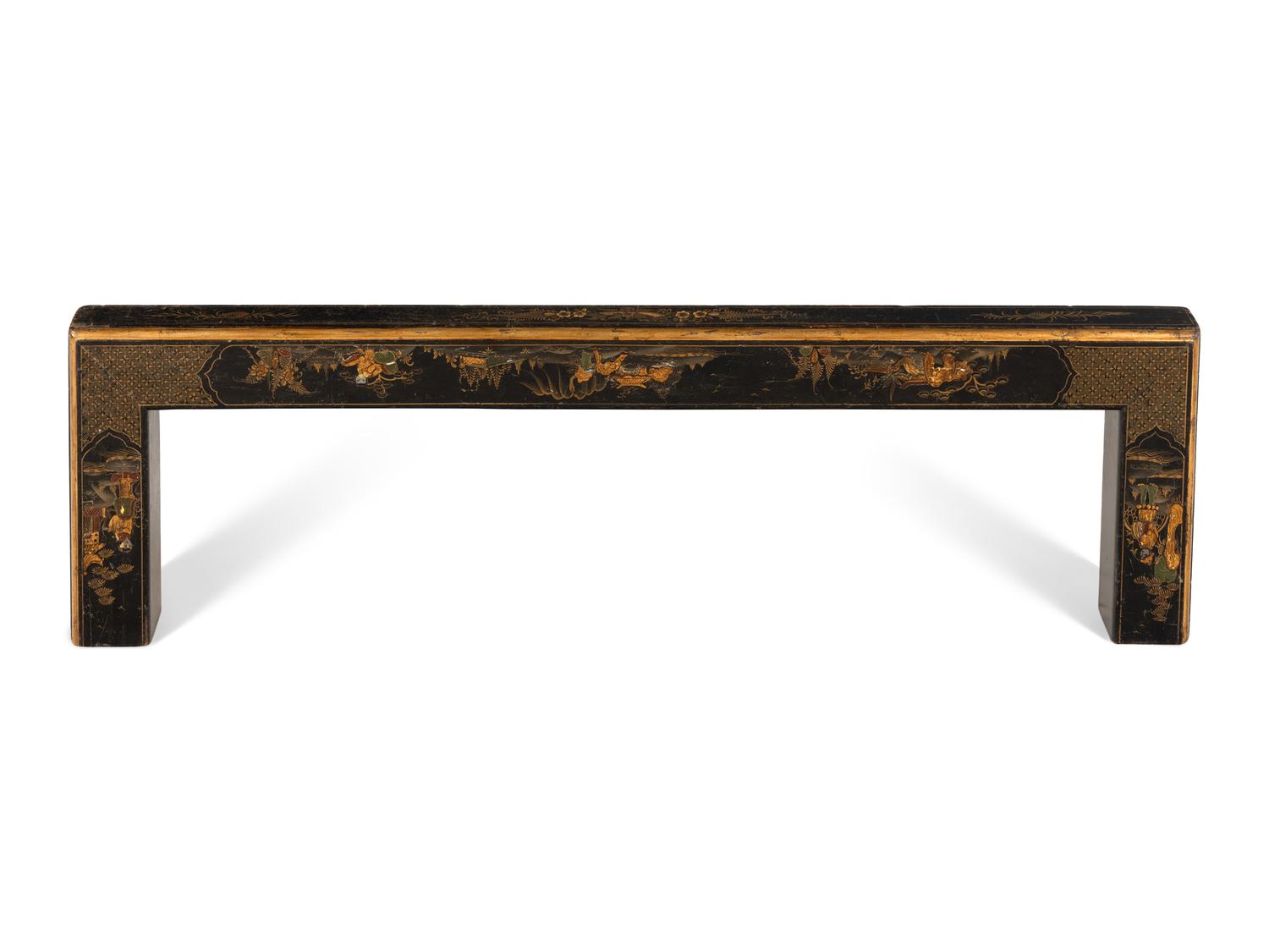 A Georgian Style Black Japanned Fireplace Mantel