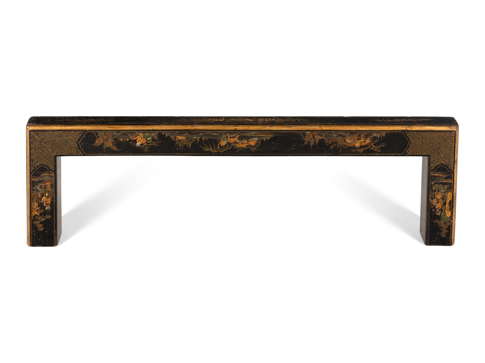 A Georgian Style Black Japanned Fireplace Mantel