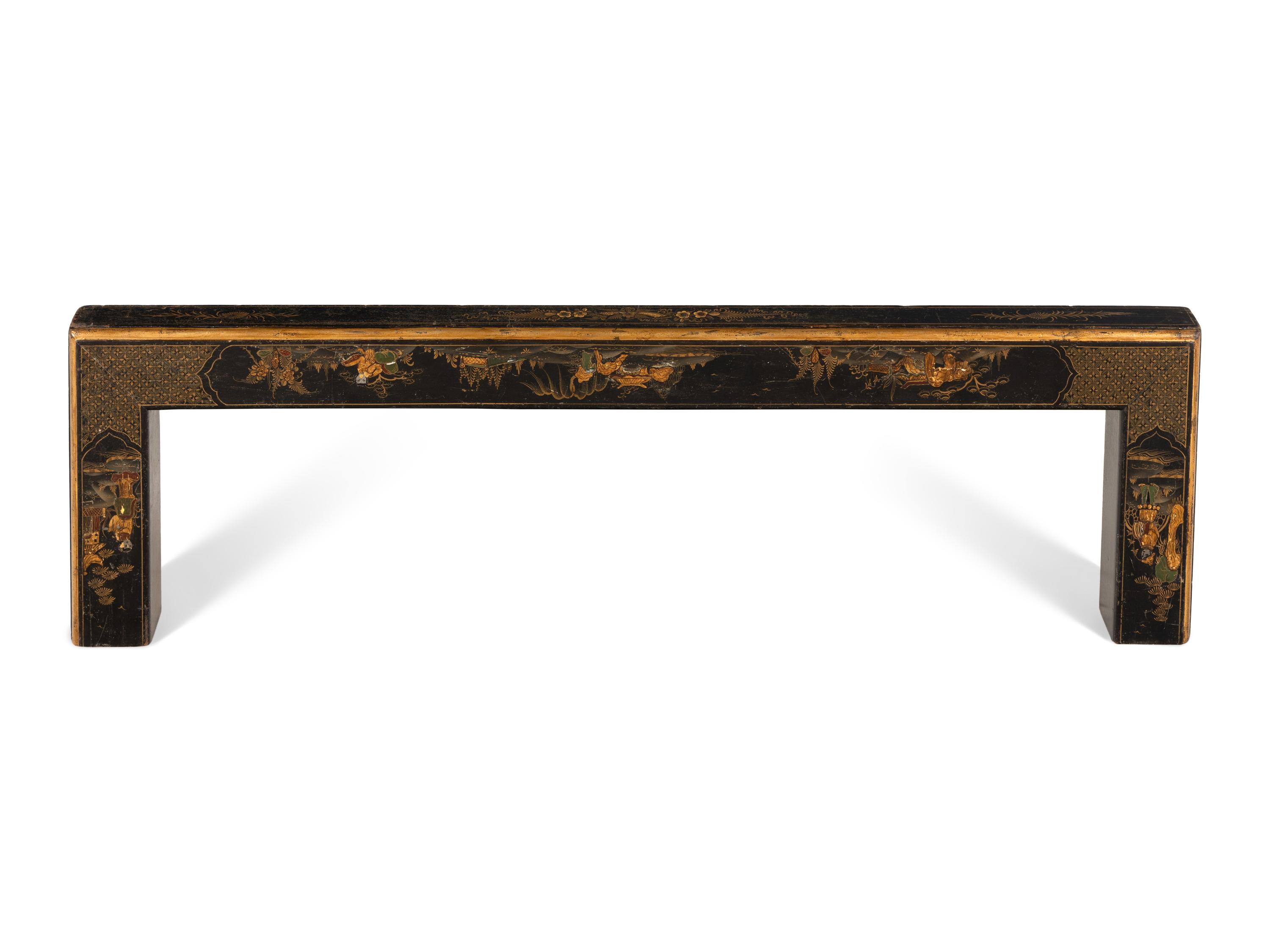 A Georgian Style Black Japanned Fireplace Mantel
