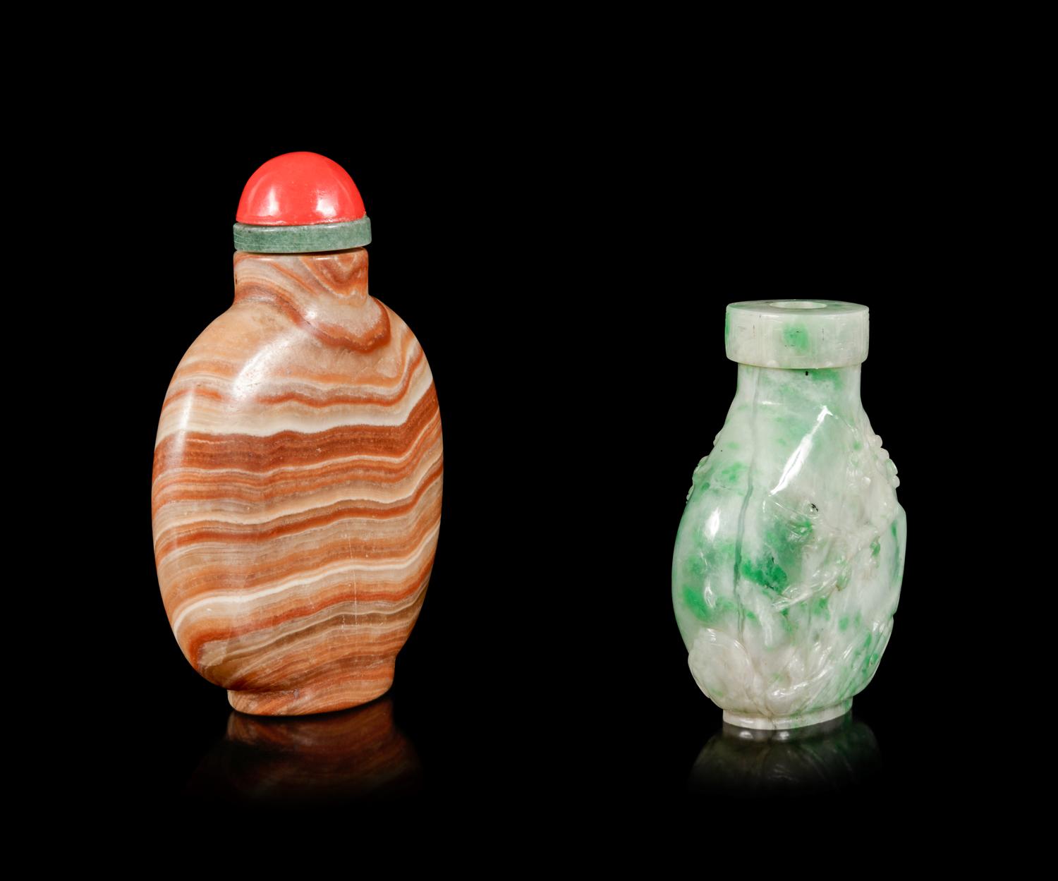 Two Chinese Hardstone Snuff Bottles