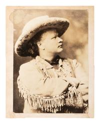 Wild West Shows Cabinet photograph of Buffalo Bill, Pawnee Bill, and Charles "Buffalo" Jones. New York: Gessford, ca 1908-1910. Signed by Jones. [ With: ] Press photograph of Pawnee Bill. New York: Sy Seidman.