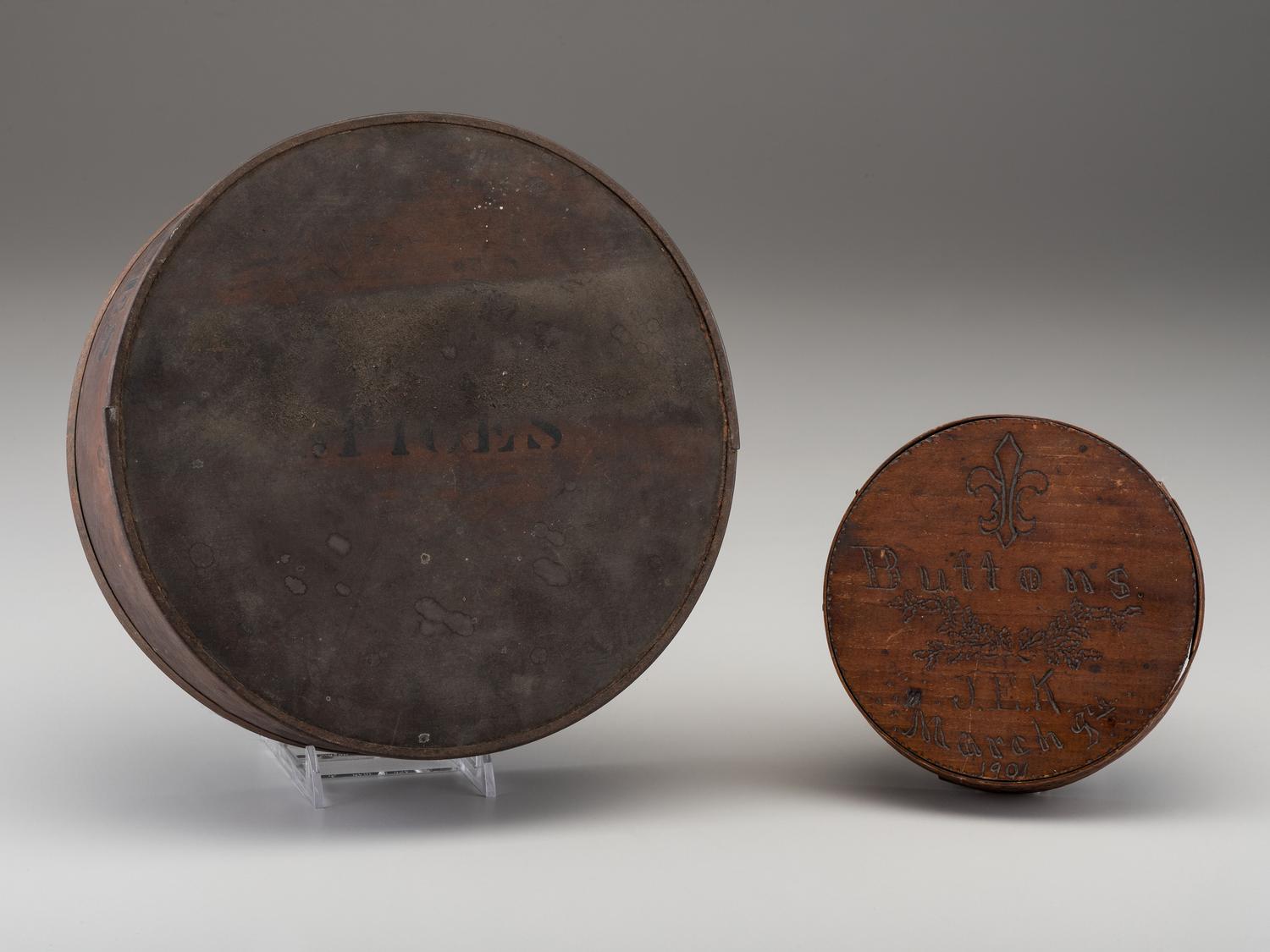 Two Circular Bentwood Boxes