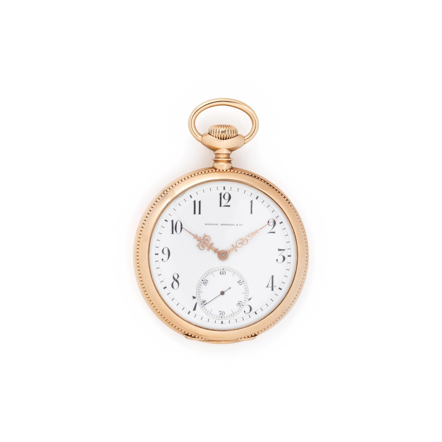 BIGELOW, KENNARD & CO., 14K YELLOW GOLD OPEN FACE POCKET WATCH