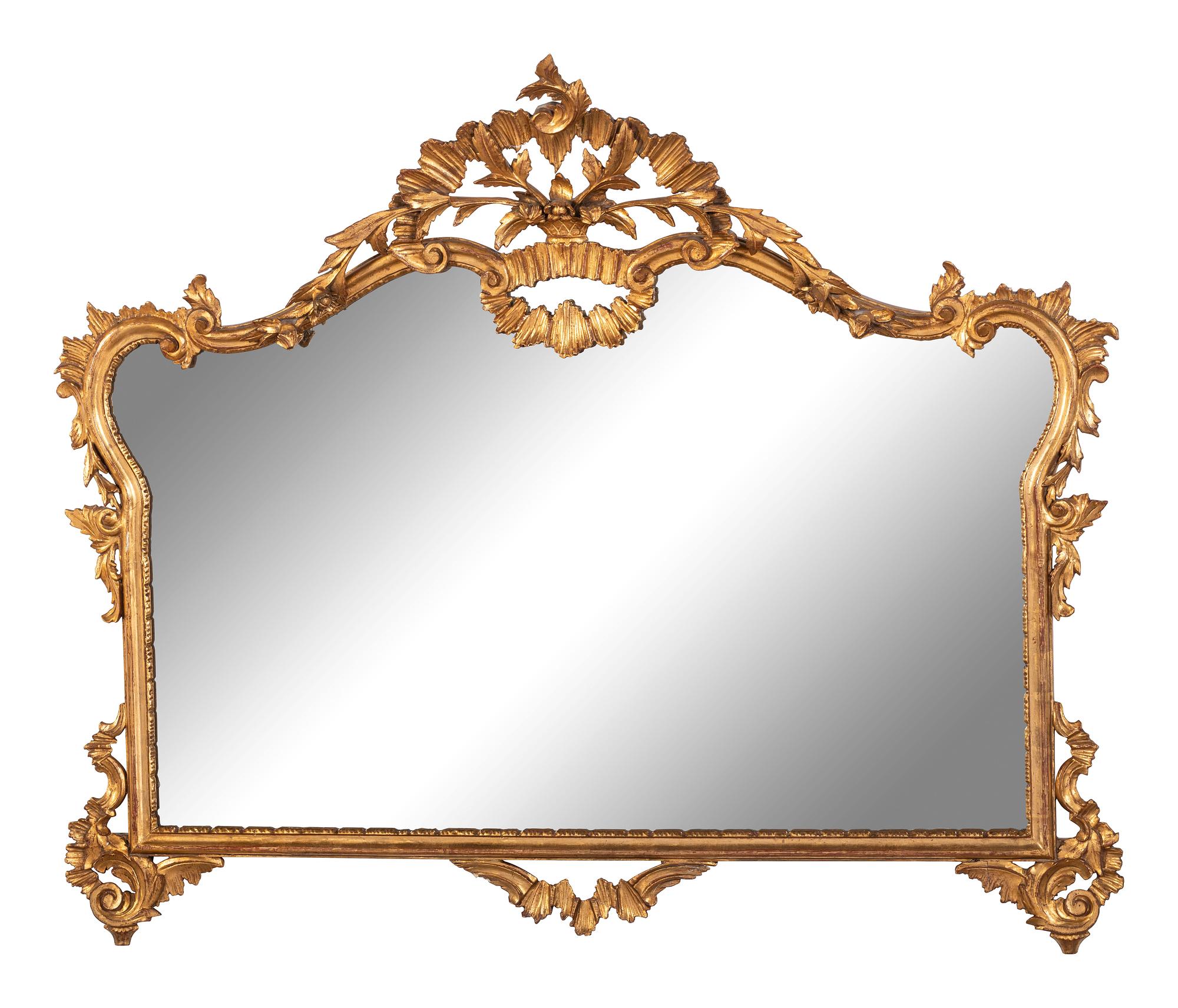 A Rococo Style Giltwood Overmantel Mirror