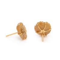 CARVED SAPPHIRE AND COLORED DIAMOND FLOWER EARRINGS