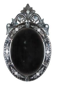 A Venetian Glass Mirror Height 36 1/4 x width 22 inches.