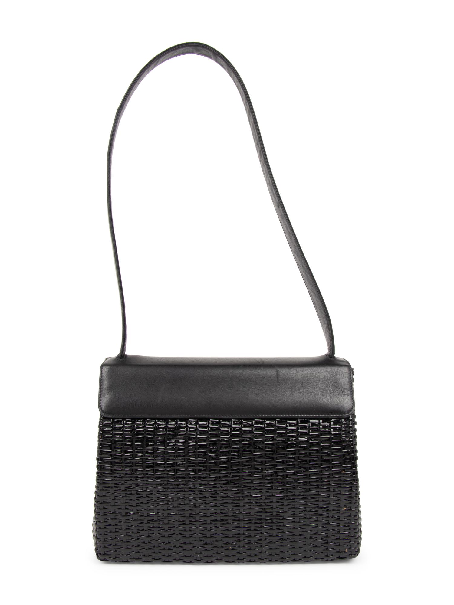 Chanel Black Leather & Basket Weave Bag, 1997-1999