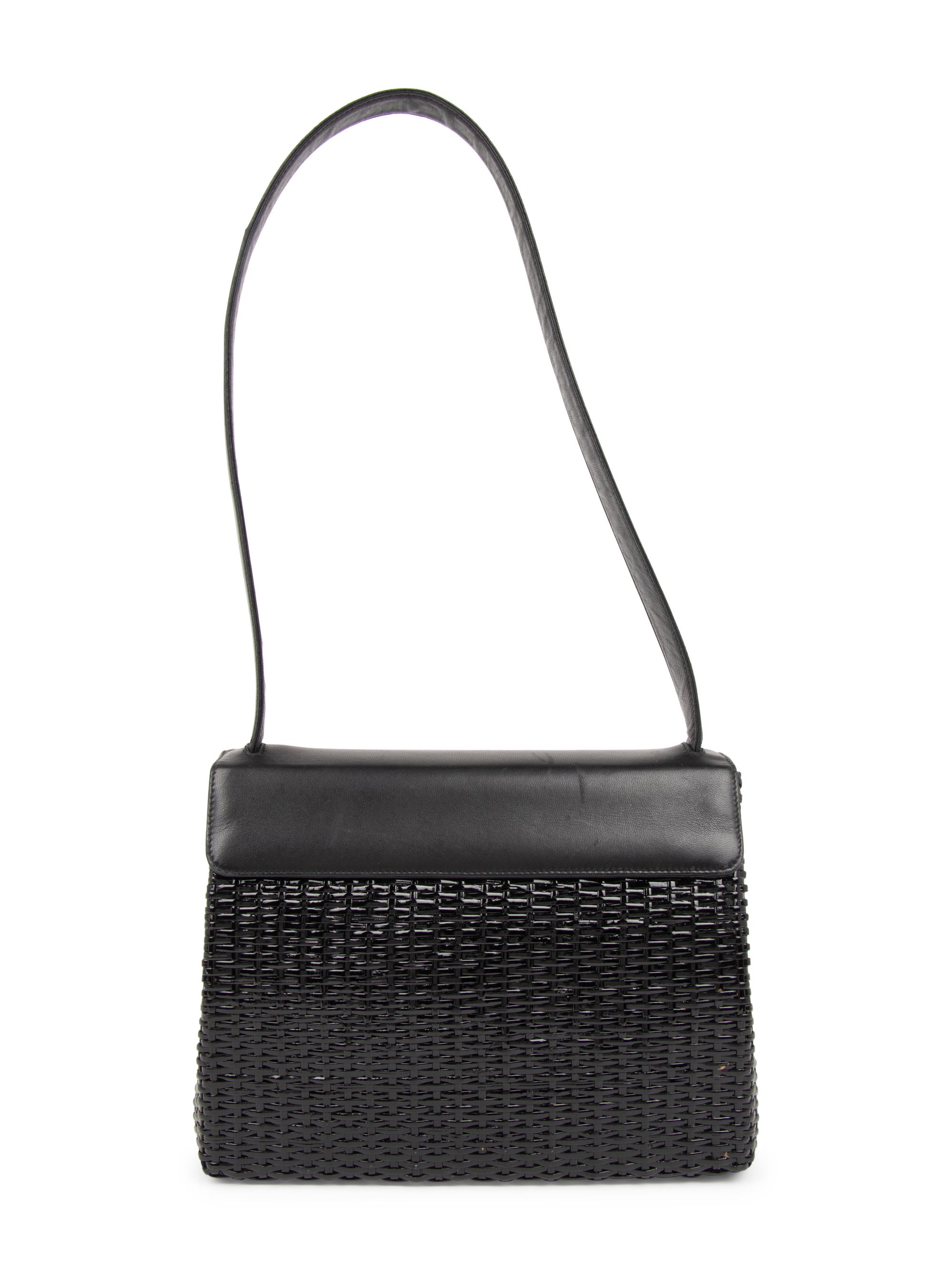 Chanel Black Leather & Basket Weave Bag, 1997-1999