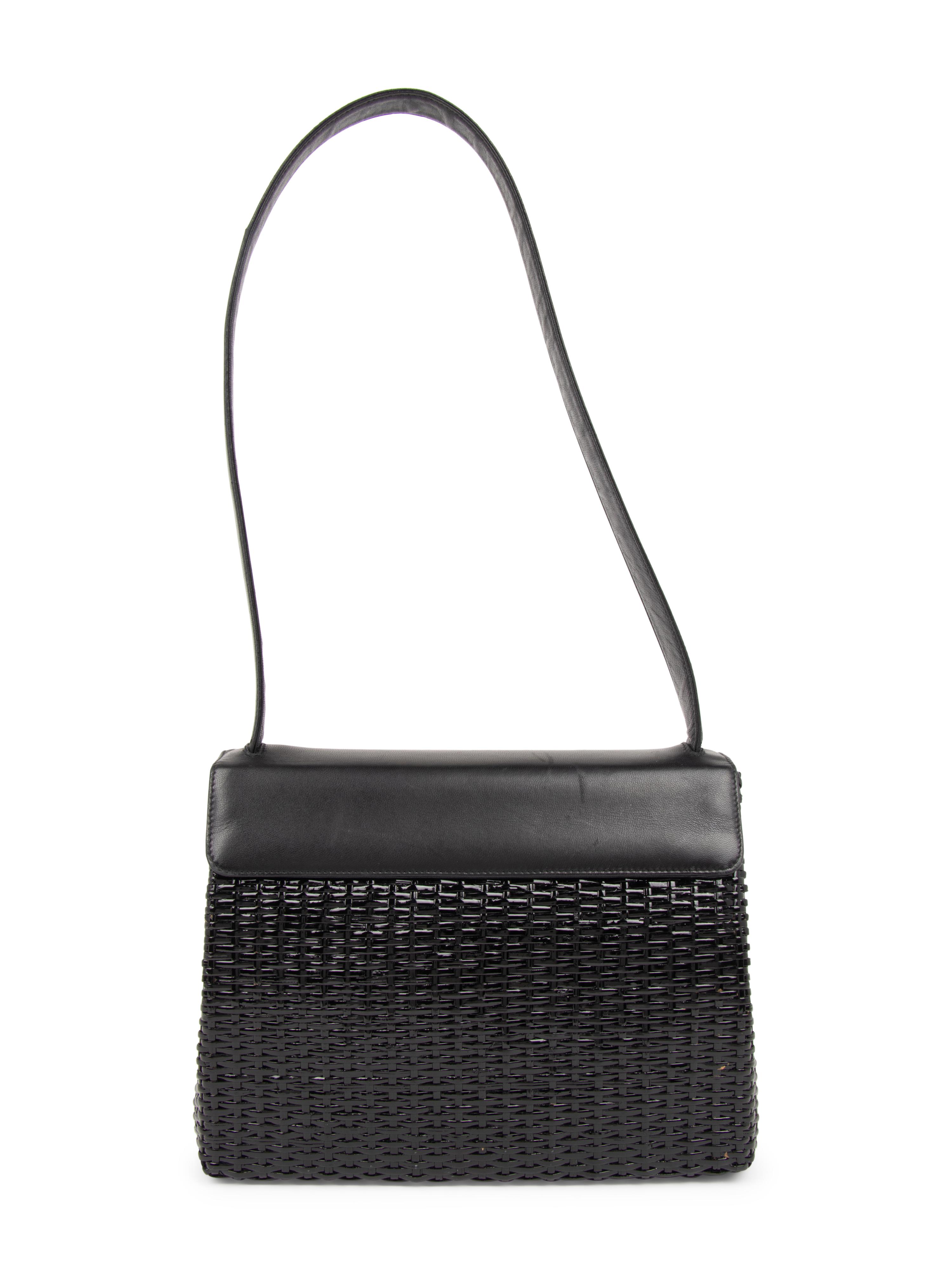 Chanel Black Leather & Basket Weave Bag, 1997-1999