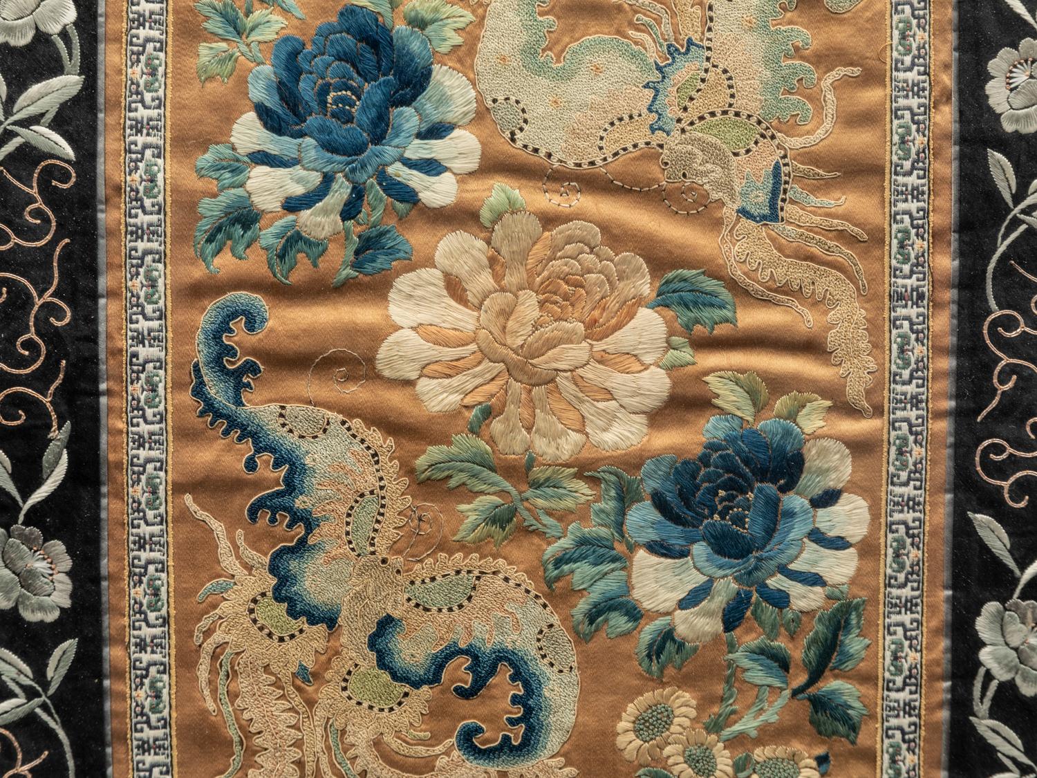 Eight Chinese Embroidered Silk Panels