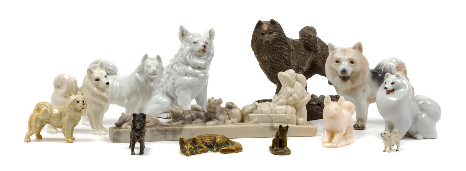 A Group of Thirteen Samoyed Figures Width of widest 9 1/8 inches.