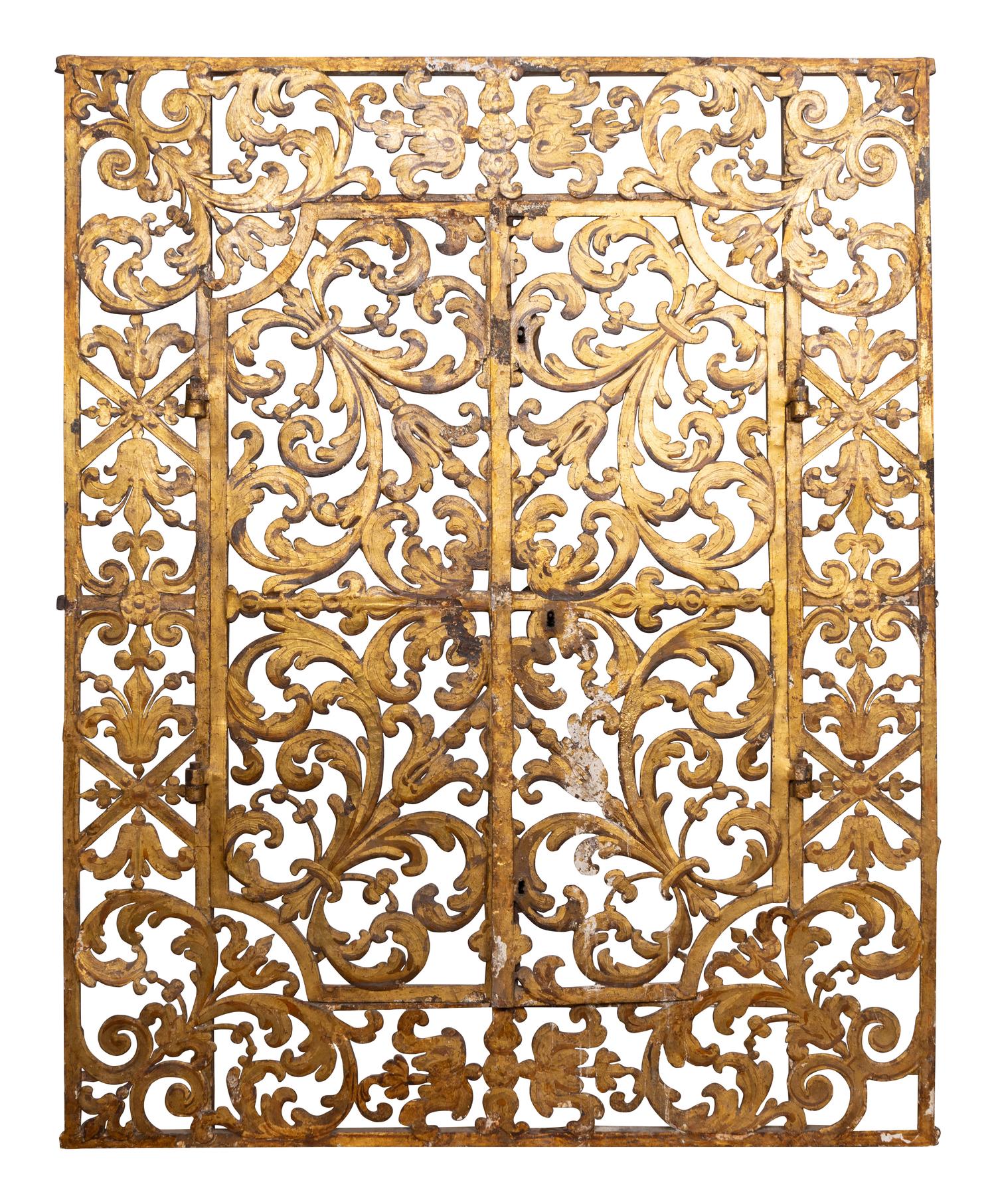 An Italian Baroque Gilt Wrought Iron Gate