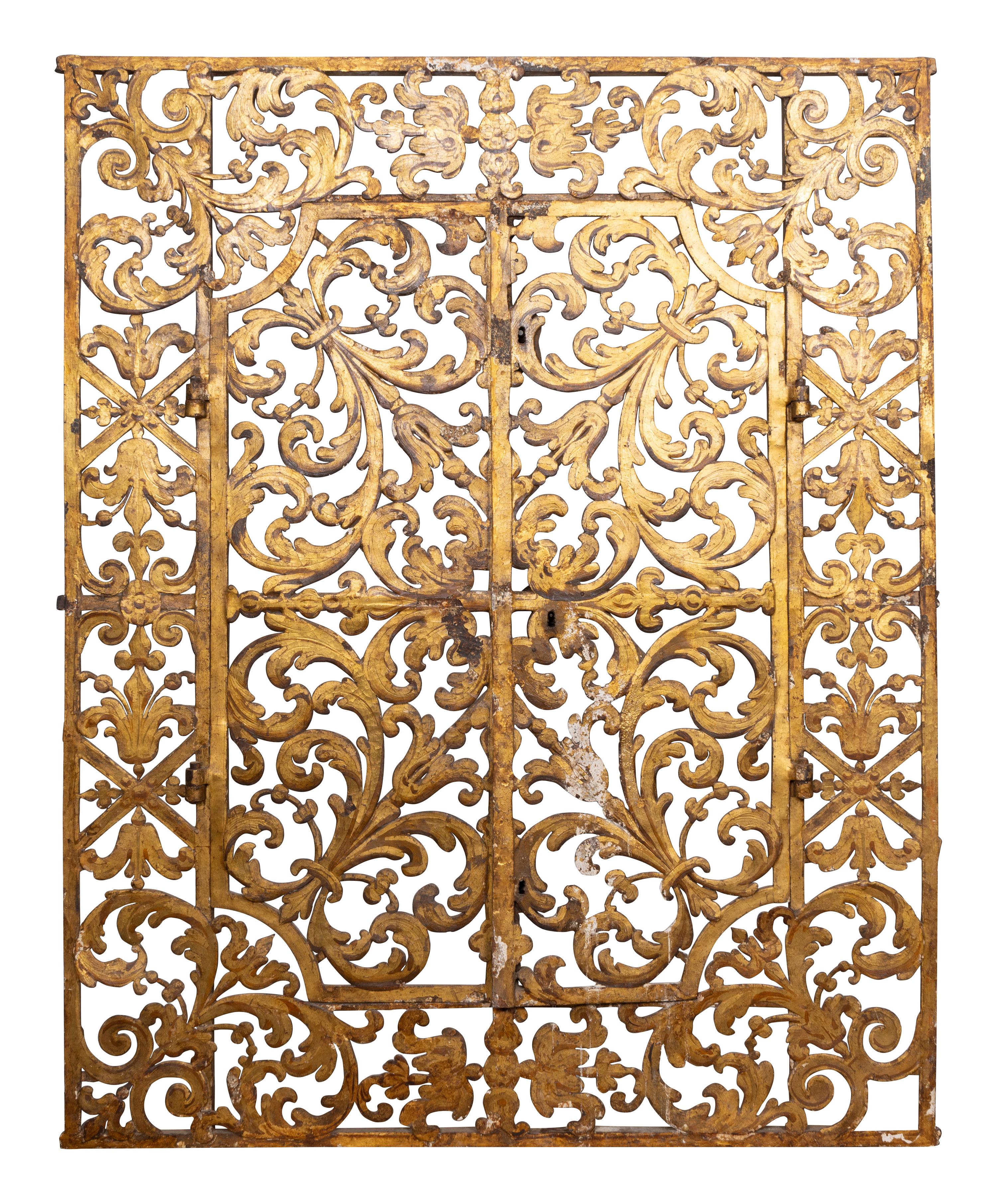An Italian Baroque Gilt Wrought Iron Gate