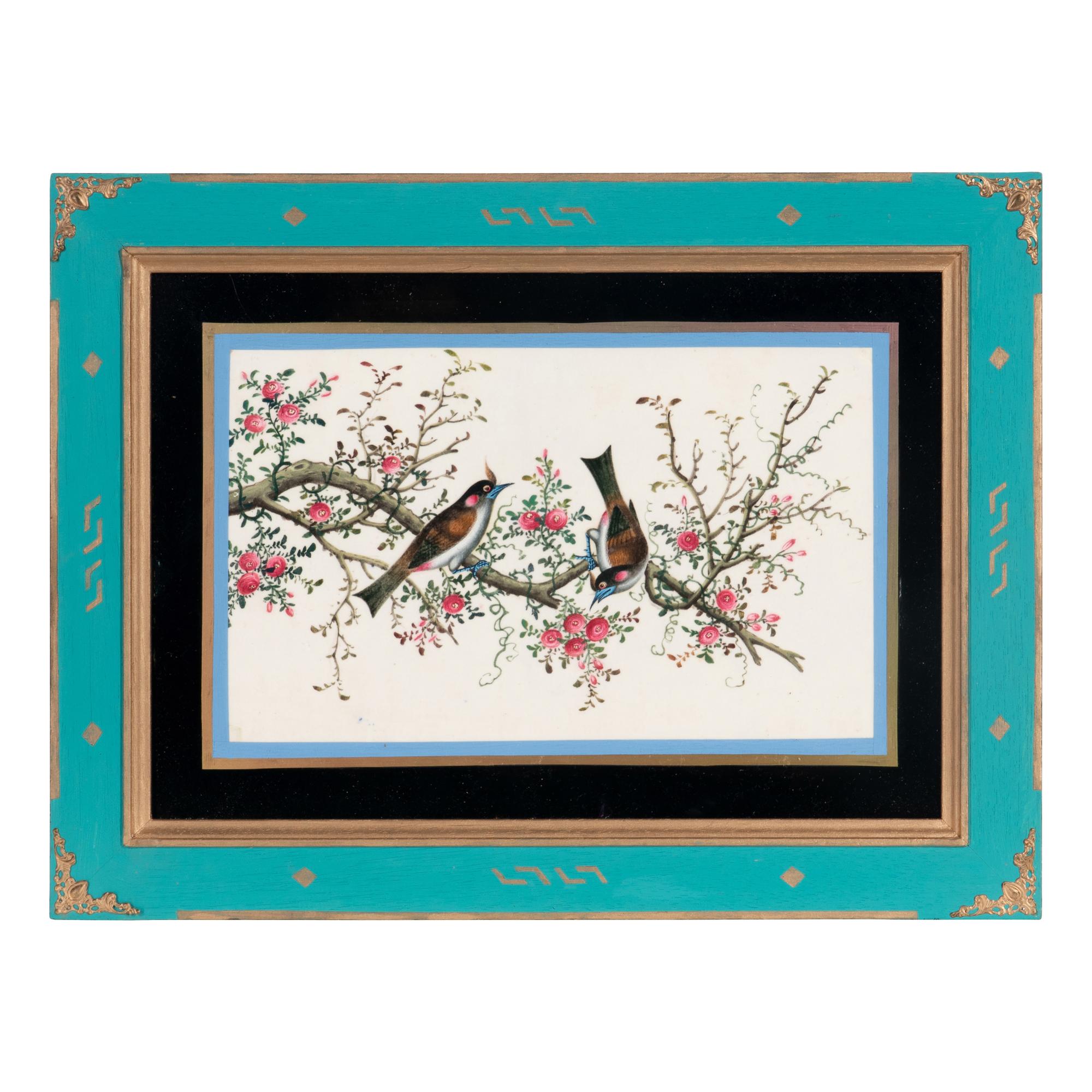 A Set of Twelve Chinese Export Watercolor and Pith Paintings of Exotic Birds
