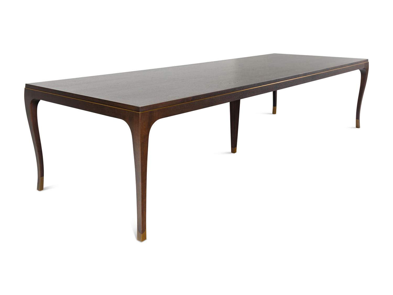 A Holly Hunt Studio Walnut and Brass Carlyle Dining Table