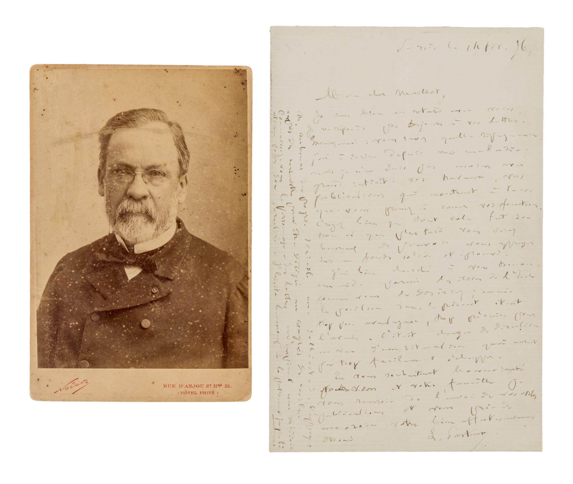 PASTEUR, Louis (1822-1895). Autograph letter signed ("L. Pasteur"), in French, to Maileot. Paris, 1 February 1876.