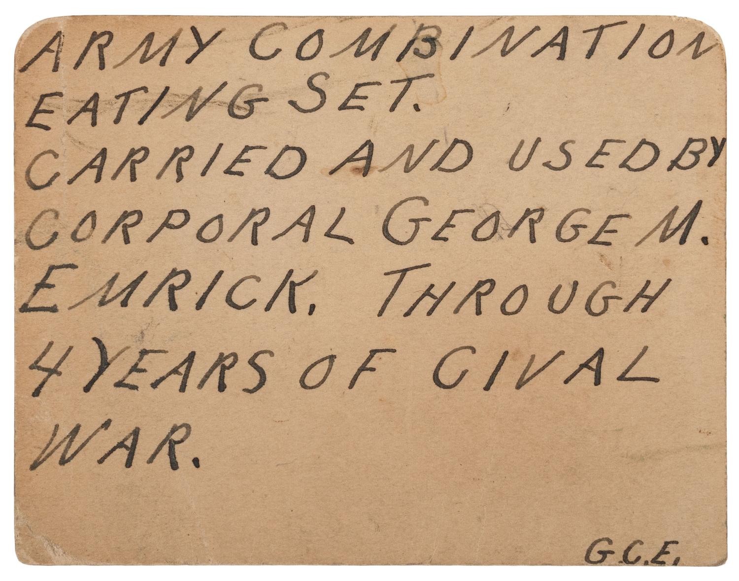 Corporal George M. Emrick, Company I, 62nd Pennsylvania Infantry. Union Army Knife.