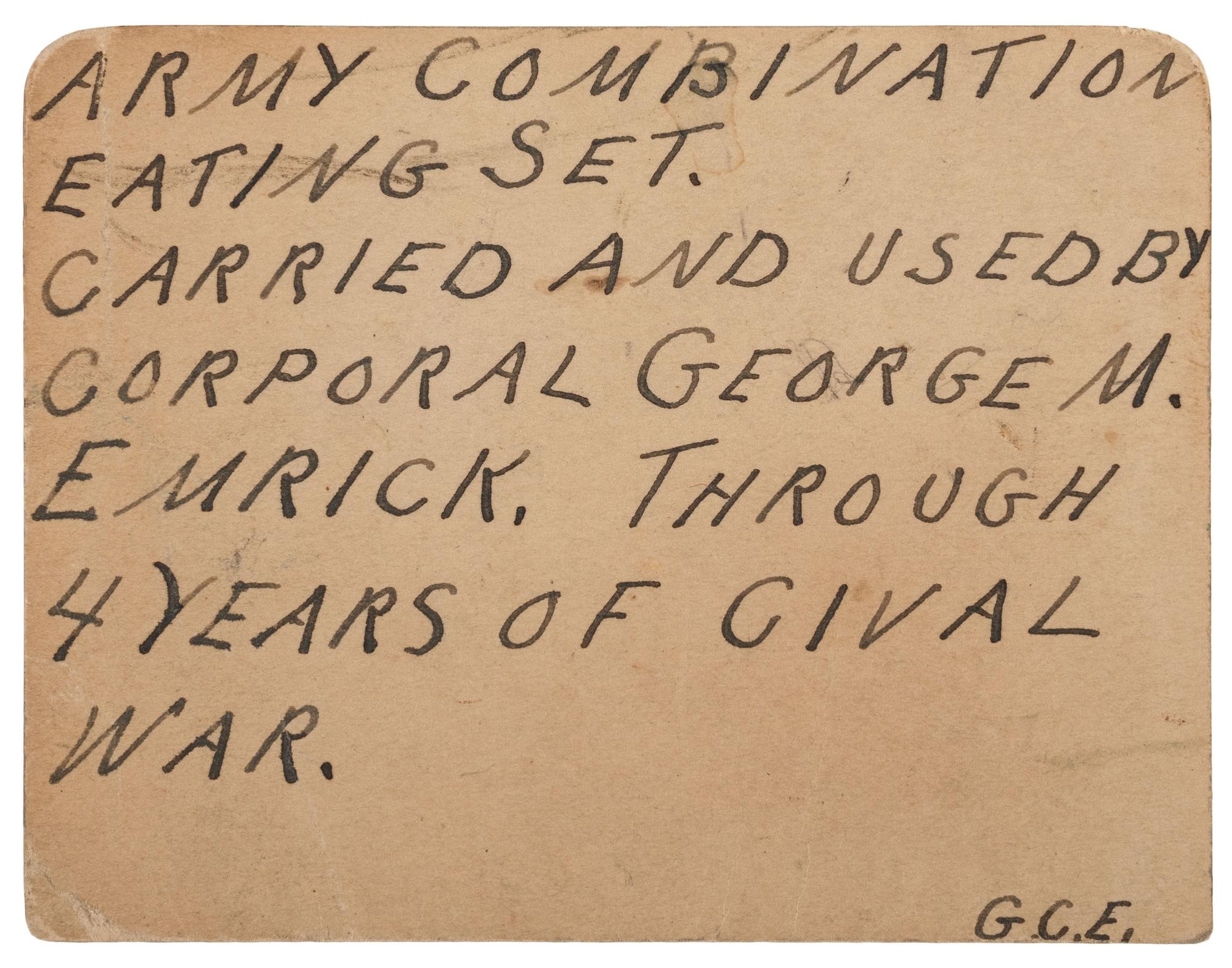 Corporal George M. Emrick, Company I, 62nd Pennsylvania Infantry. Union Army Knife.