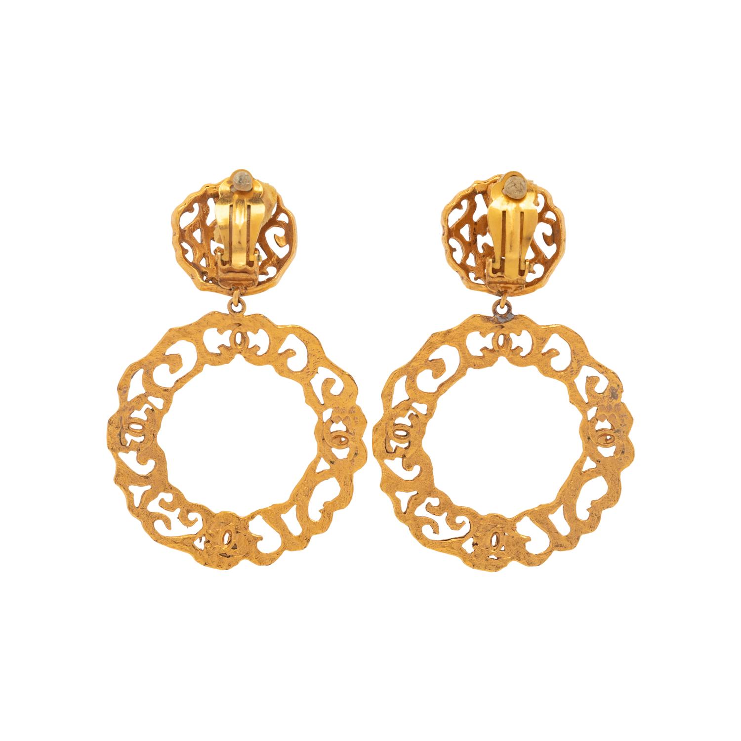 Chanel Filigree Logo Ear Clips