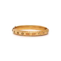 ANTIQUE, YELLOW GOLD AND ENAMEL BANGLE BRACELET
