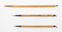 Three Calligraphy Brushes Length of longest 9 inches.