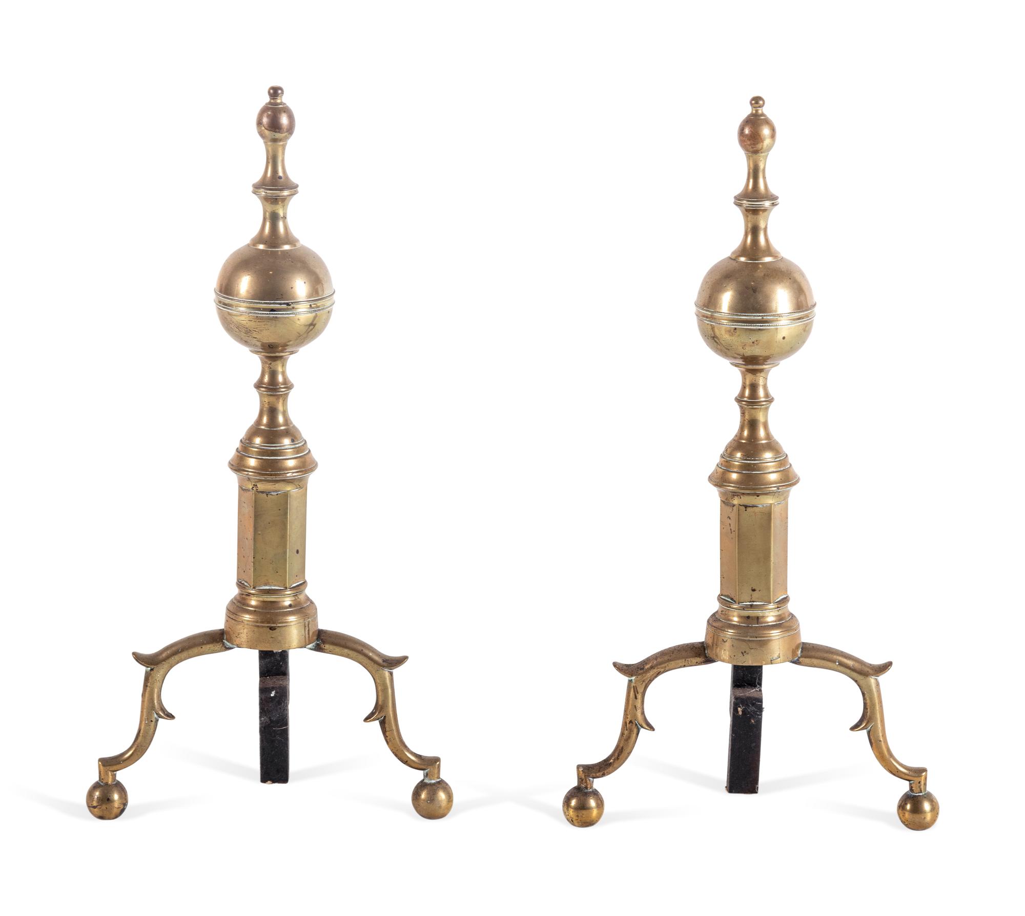 A Group of Federal Brass and Iron Fireplace Articles