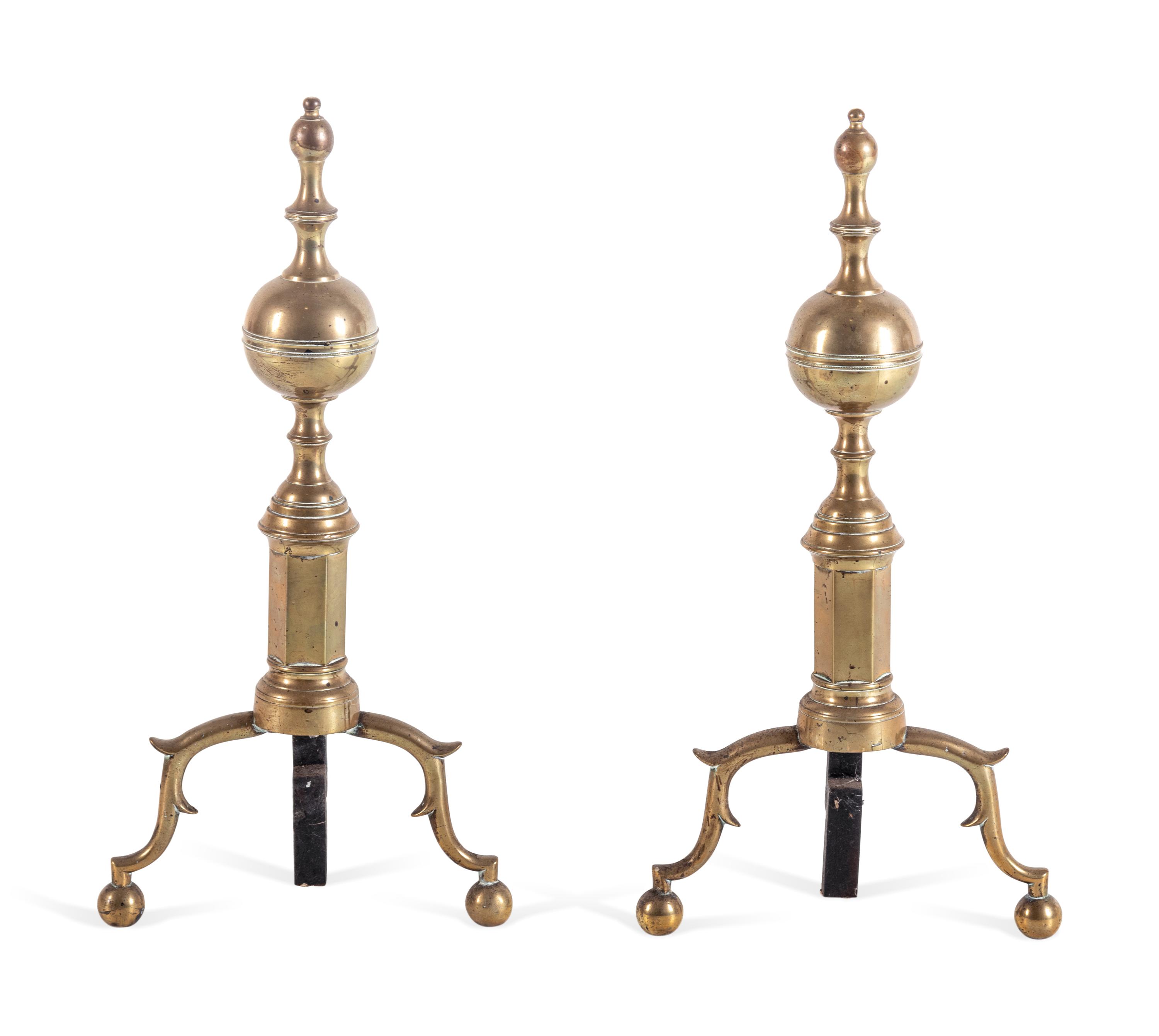 A Group of Federal Brass and Iron Fireplace Articles