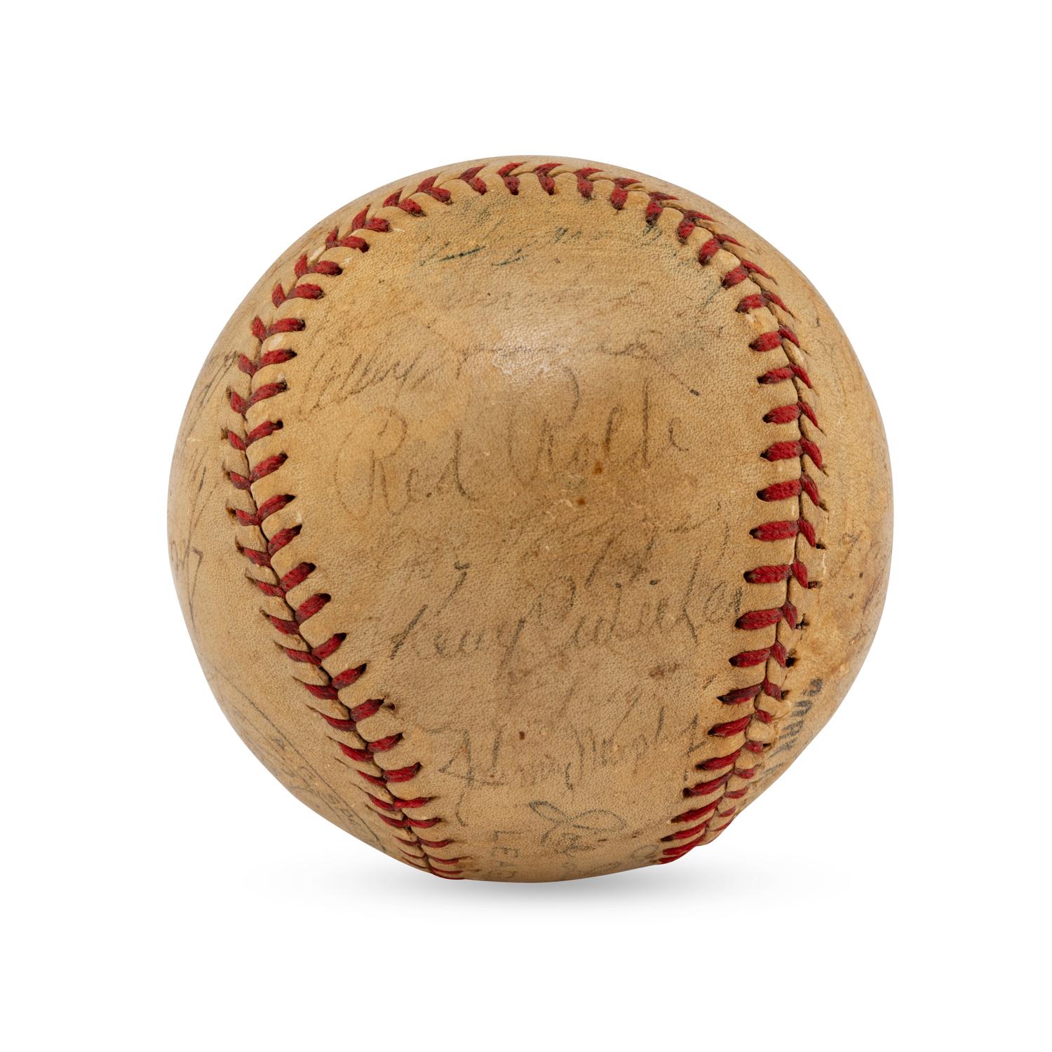 A 1938 World Series Champions New York Yankees Team Signed Autograph Baseball Featuring Lou Gehrig (Beckett Authentication Services Letter of Authenticity)