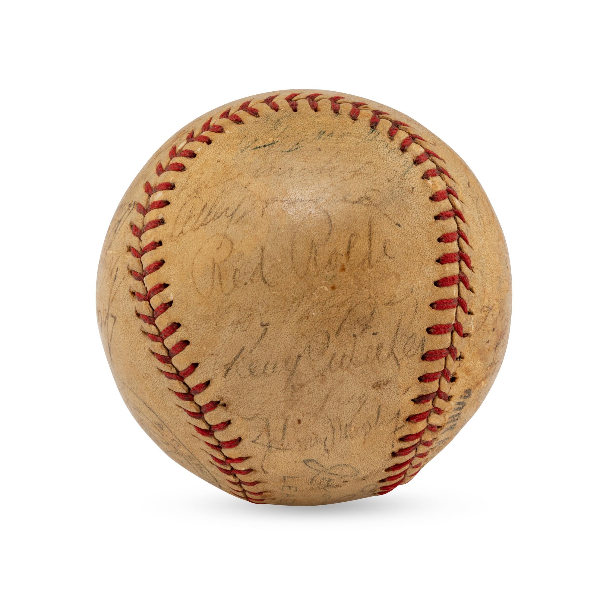 A 1938 World Series Champions New York Yankees Team Signed Autograph Baseball Featuring Lou Gehrig (Beckett Authentication Services Letter of Authenticity)