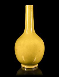A Monumental Chinese Yellow Glazed Porcelain Bottle Vase