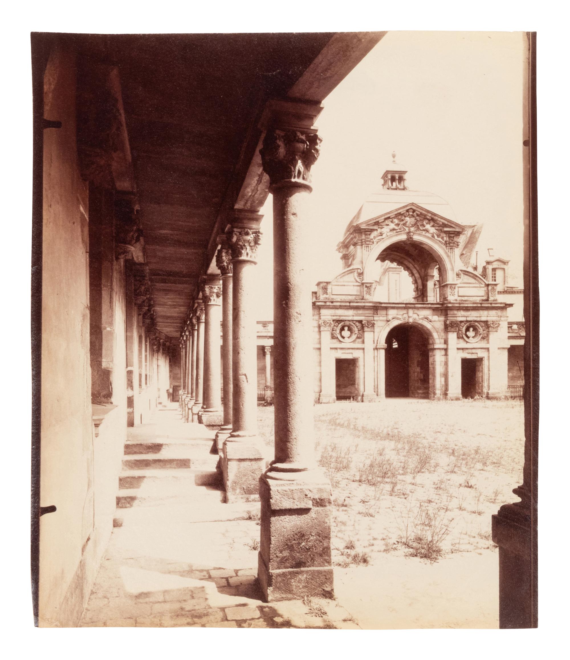 A group of three photographs ( Vigne, 1910 or earlier; Porte, avenue de Paris (Versailles) , 1922; Fontainebleau, cour ovale , 1903)