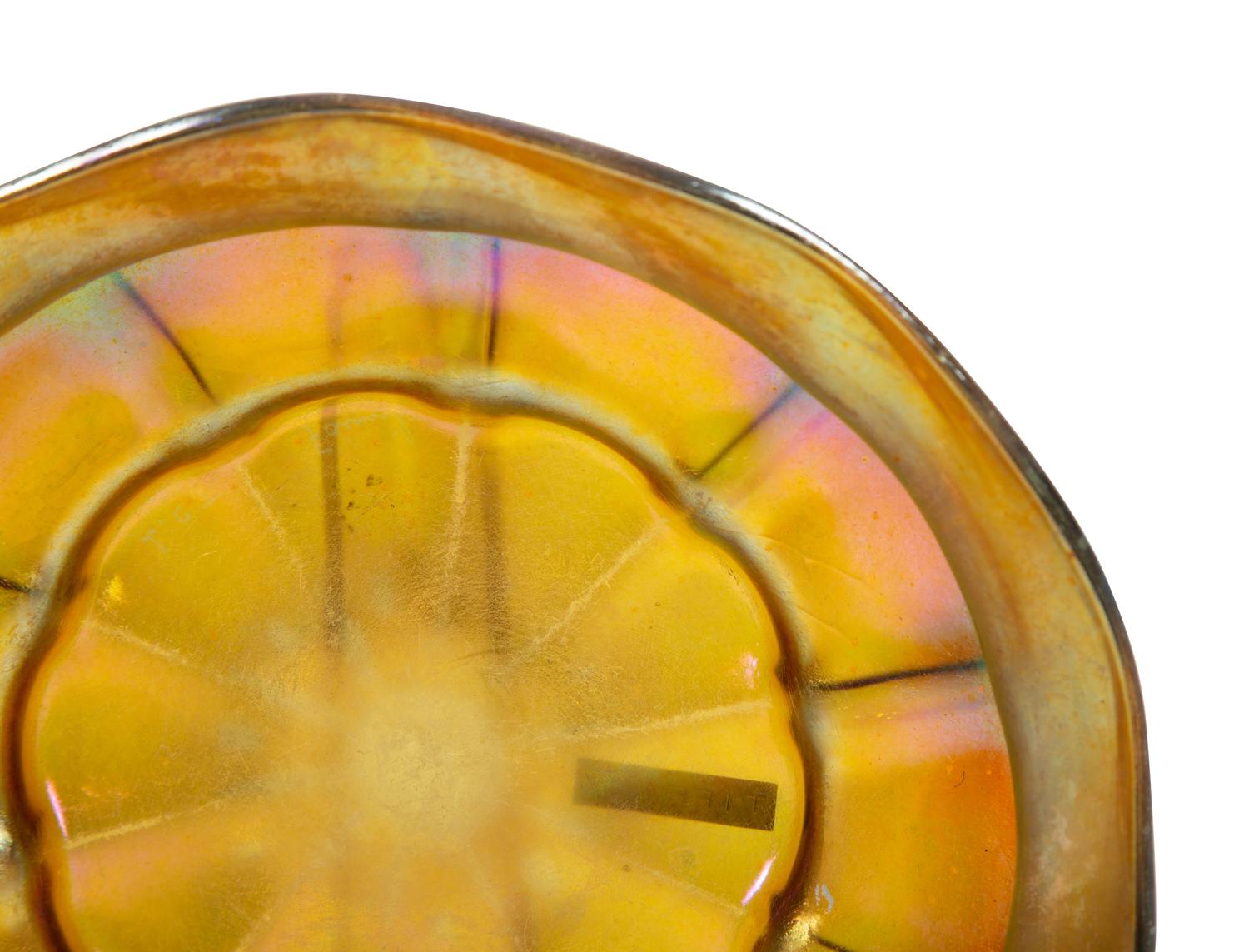 A Tiffany Studios Favrile Glass Bowl and a Dish
