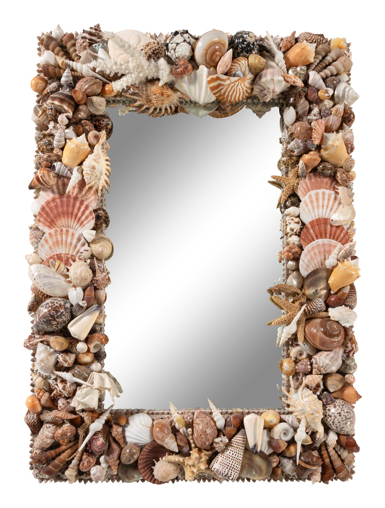 A Pair of Grotto Style Shell-Encrusted Mirrors