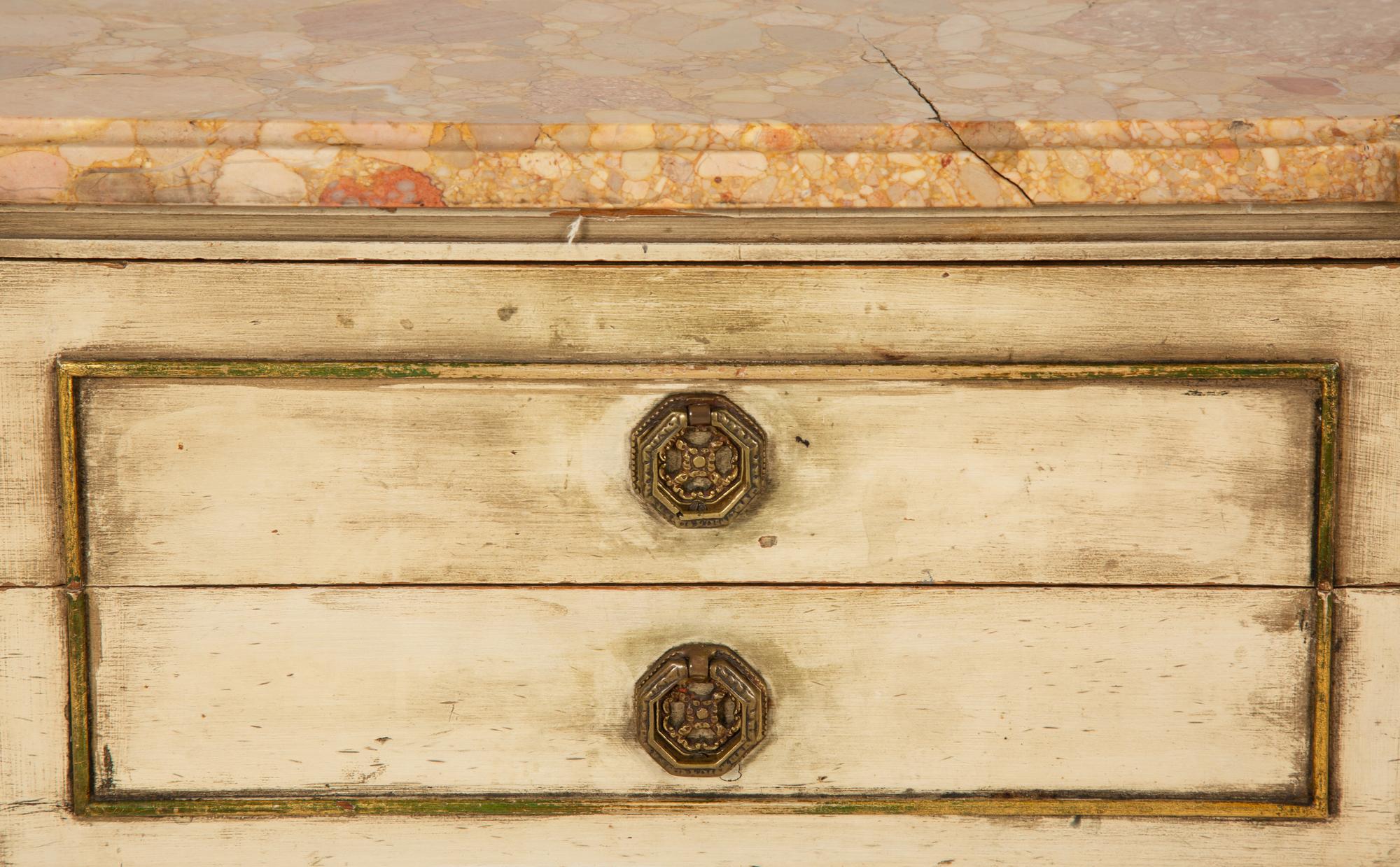 A Louis XVI Style Painted Marble-Top Side Table
