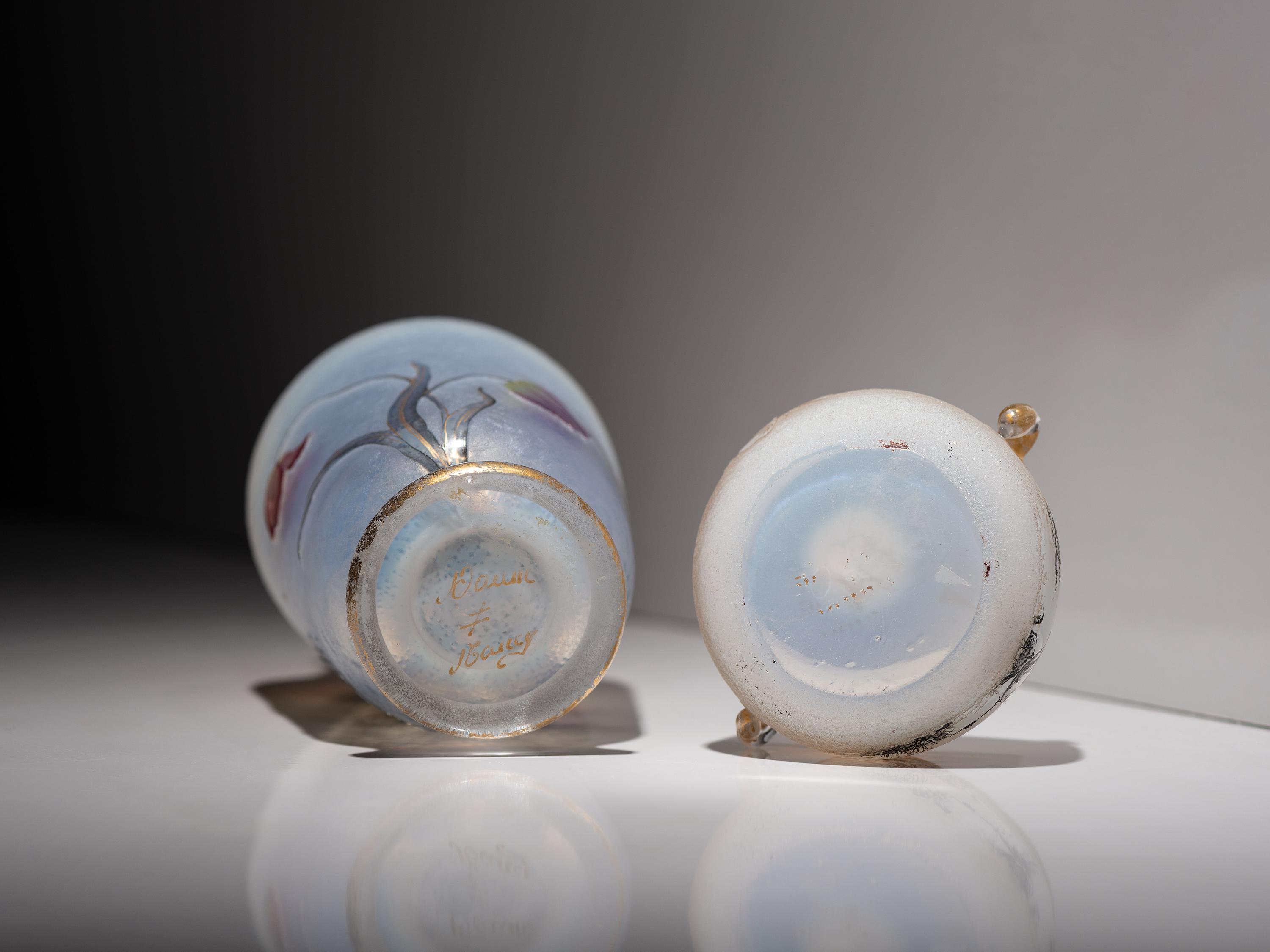Scenic Miniature Vase and Covered Salt