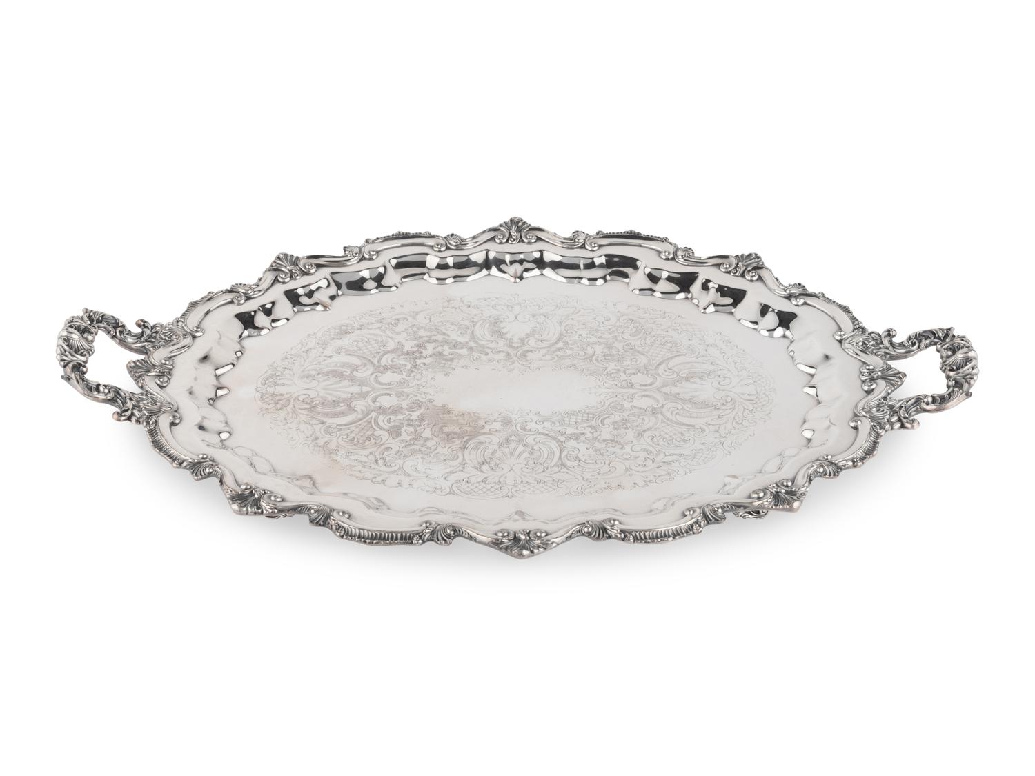Three Silver-Plate Serving Trays