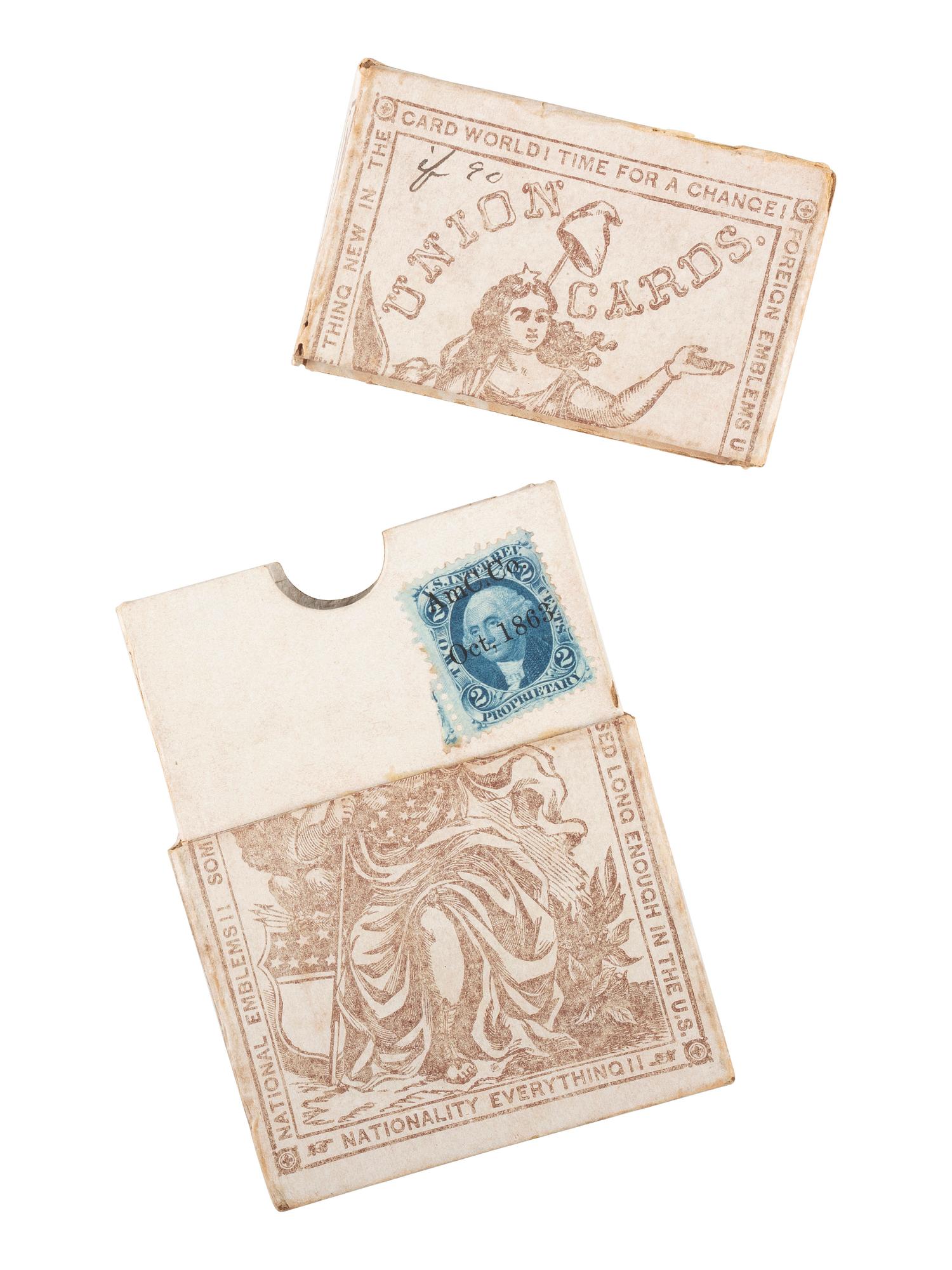 [CIVIL WAR]. Full deck of "Union Cards" with original box. New York: American Card Co., 1862.