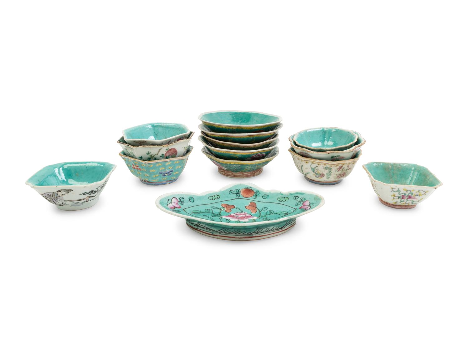 14 Chinese Famille Rose Porcelain Tea Articles
