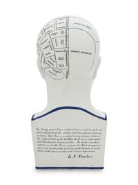 A Painted Ceramic Phrenology Bust