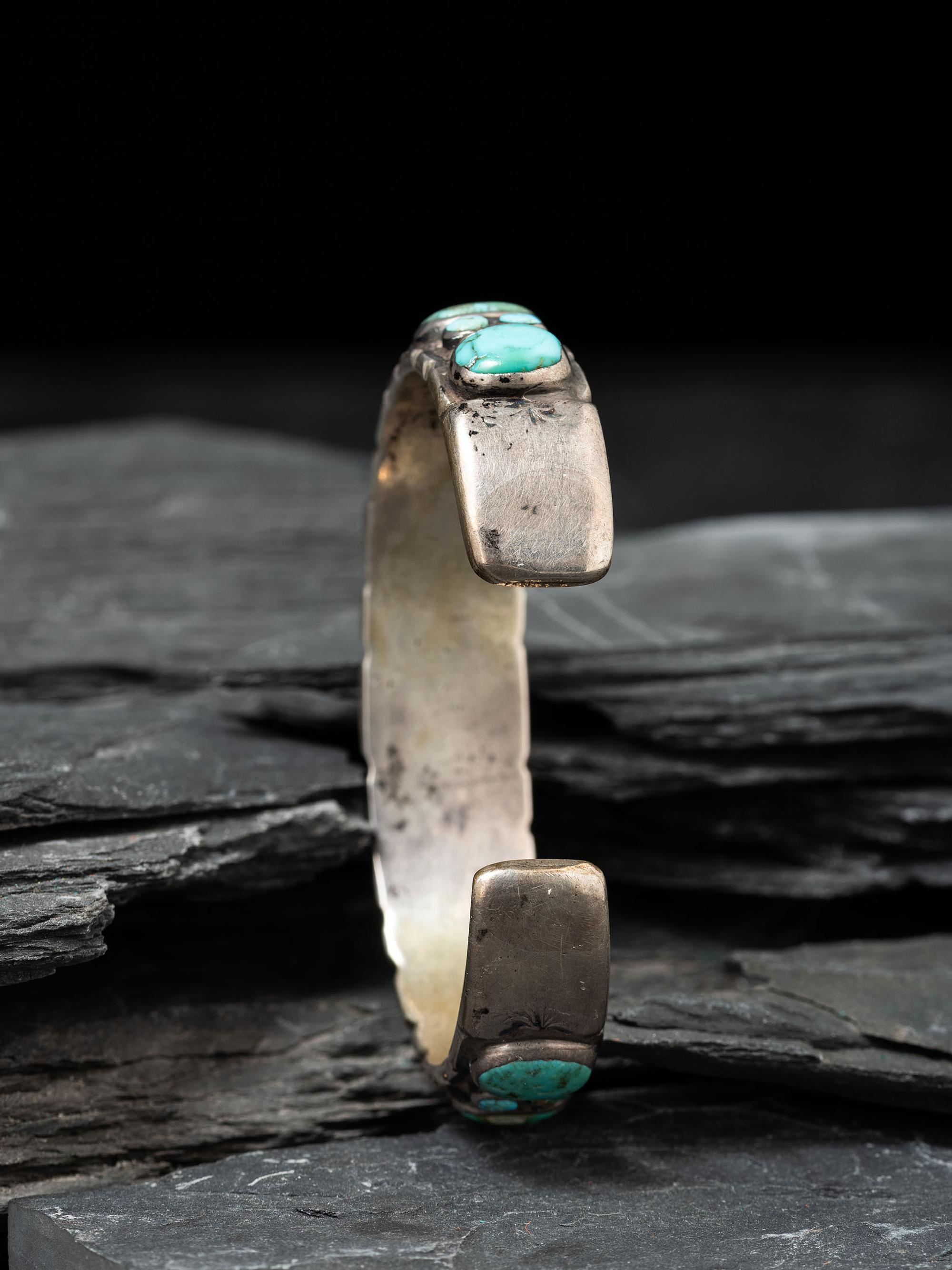 Navajo Turquoise Cluster Cuff Bracelet, Collected by Hoffman Birney (1891-1958)