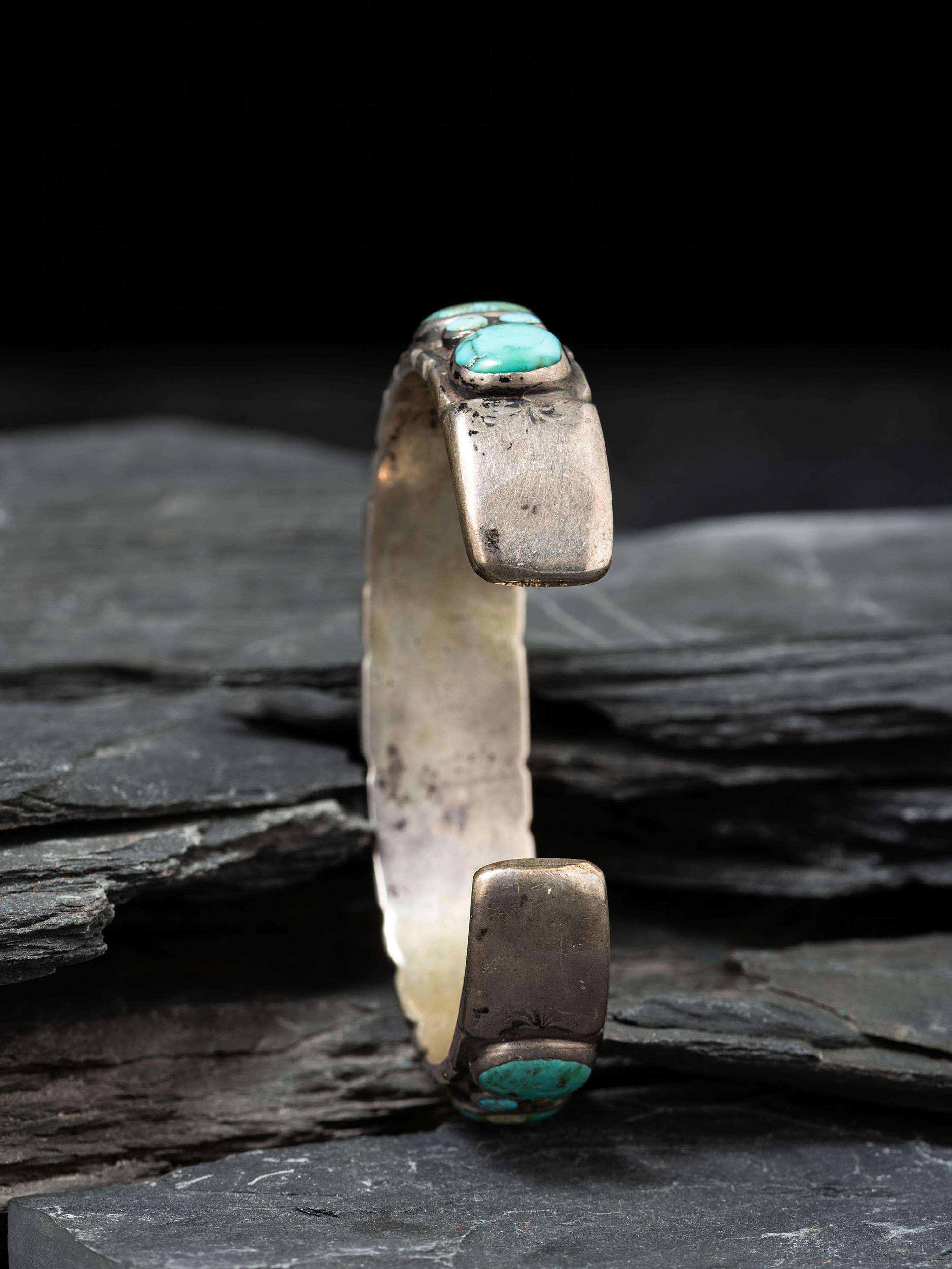 Navajo Turquoise Cluster Cuff Bracelet, Collected by Hoffman Birney (1891-1958)