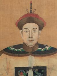 A Pair of Chinese Silk Paintings of Court Figures