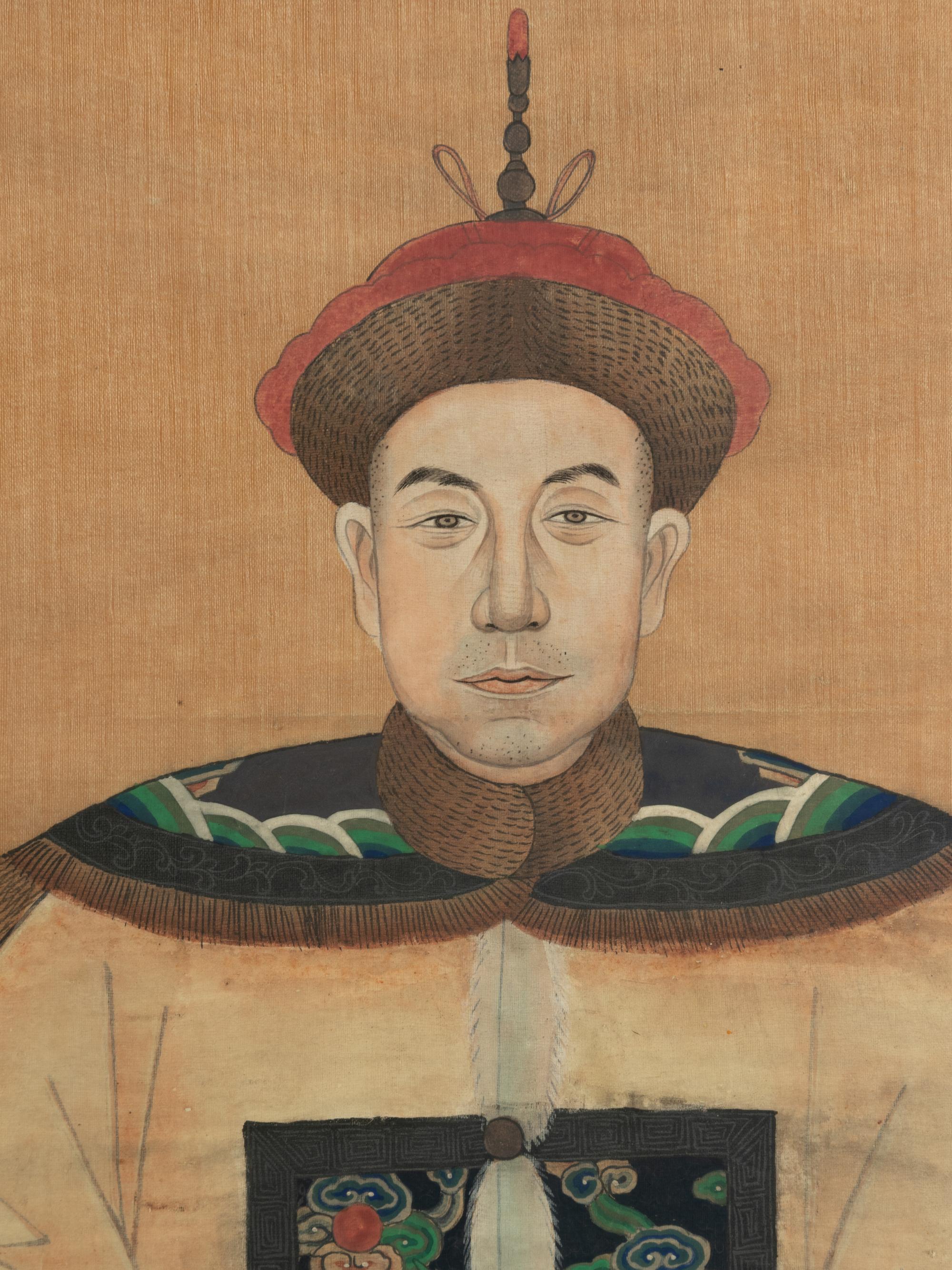A Pair of Chinese Silk Paintings of Court Figures