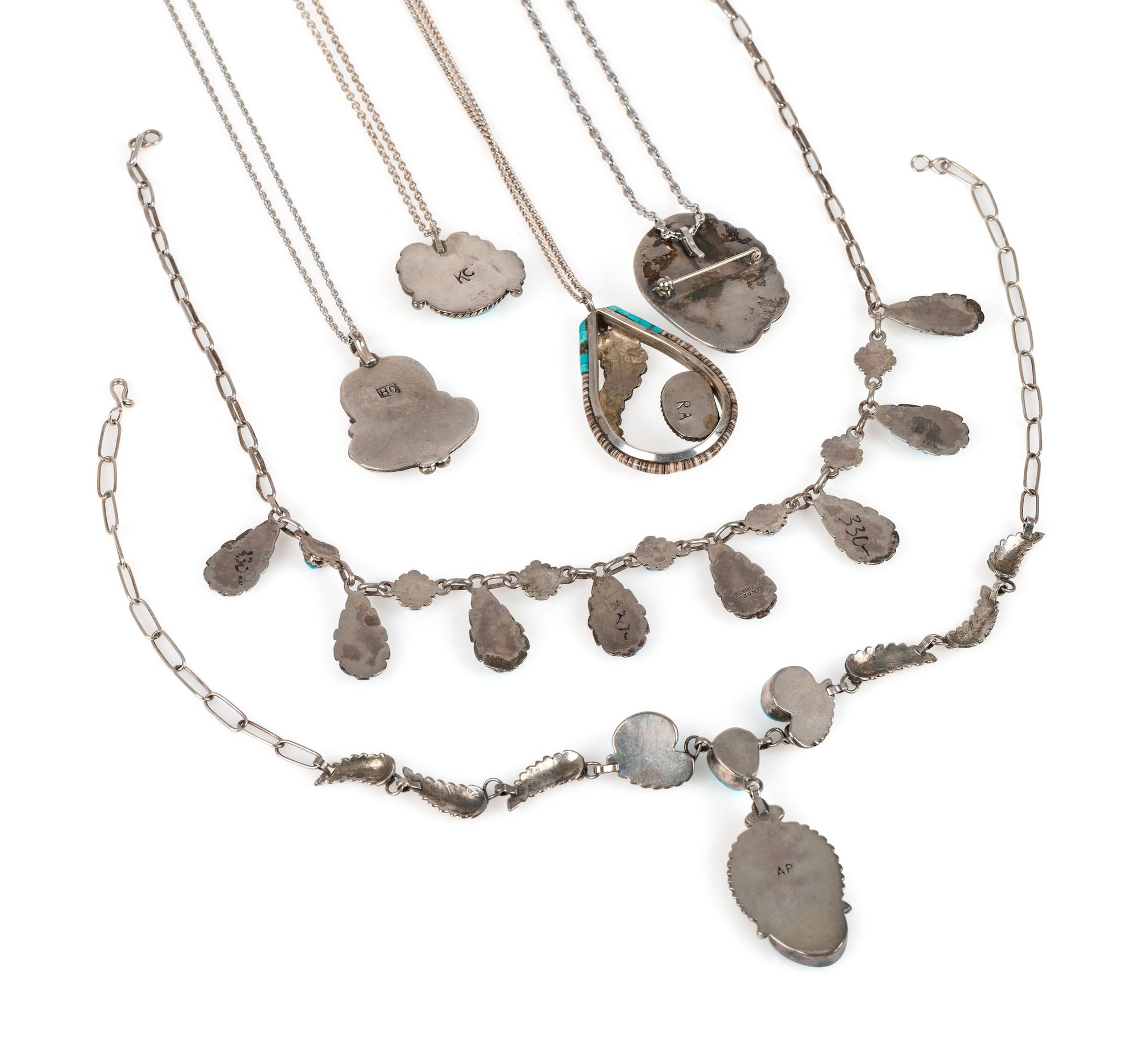 Navajo and Zuni Silver and Turquoise Pendants AND Necklaces