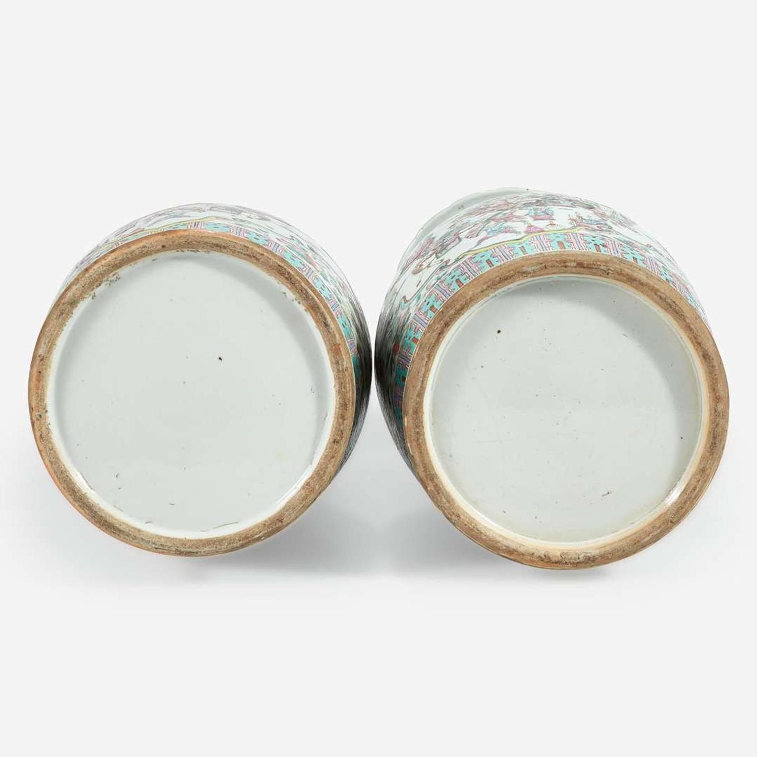 A pair of Chinese export famille rose-decorated porcelain baluster vases Late 19th-early 20th century