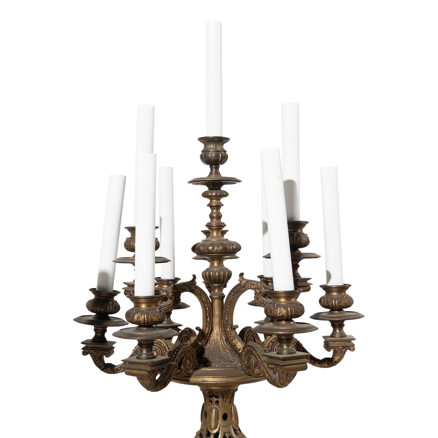 A Pair of French Gilt Bronze Ten-Light Candelabra
