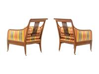 A Set of Four Russian Empire Brass Mounted Mahogany Armchairs